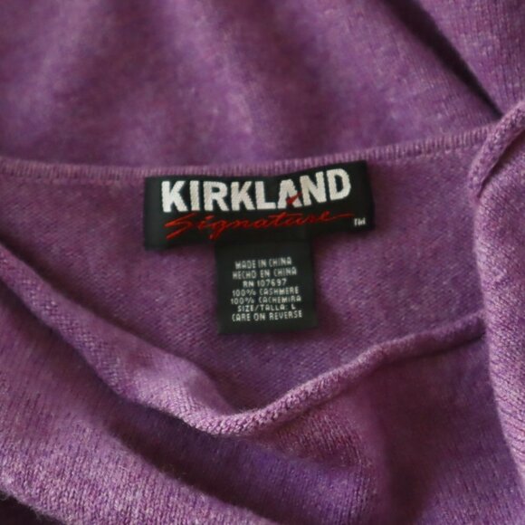 Kirkland Signature 100% Cashmere Knit Purple Lavender Drape Neck Sweater L - Picture 3 of 3